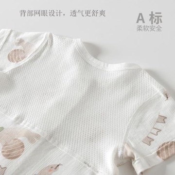 背部網眼設計~輕薄透氣 純棉短袖薄款卡通無骨 柔軟親膚 貼身舒適