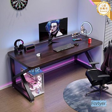 【實木大板雙人】電腦桌 書桌 辦公桌 電競桌 工作臺 家用臥室桌 加厚桌腿 雙人位設計 一體成型大長桌 家用辦公電競