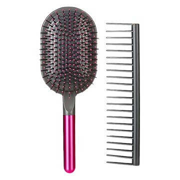 Cstat 防靜電氣墊按摩梳 + 寬齒梳 COMB001 黑色 + 粉紅 1組