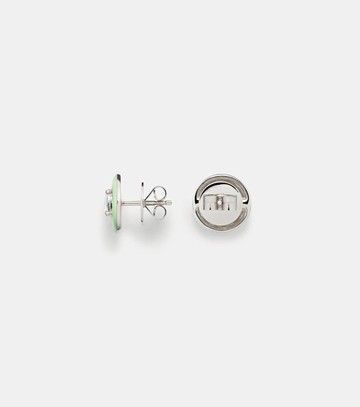 Kamyen 18kt white gold earrings with diamonds and enamel