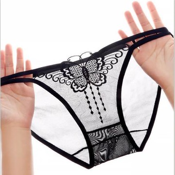 顏蓓薇廠家夏季透氣網紗內褲女大碼蝴蝶刺繡內衣短褲輕薄815
