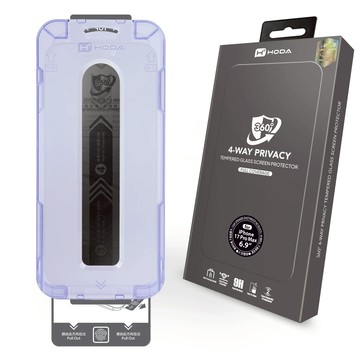 hoda【iPhone 17系列】360°四向防窺玻璃保護貼(附無塵太空艙貼膜神器)