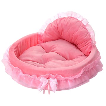 柔軟寵物毛絨床  M  淺粉色  1個