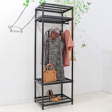 【品樂生活】45X60X175CM菱形網四層單桿衣架組/鐵架衣櫥/衣櫥架/波浪衣櫥/衣櫥櫃