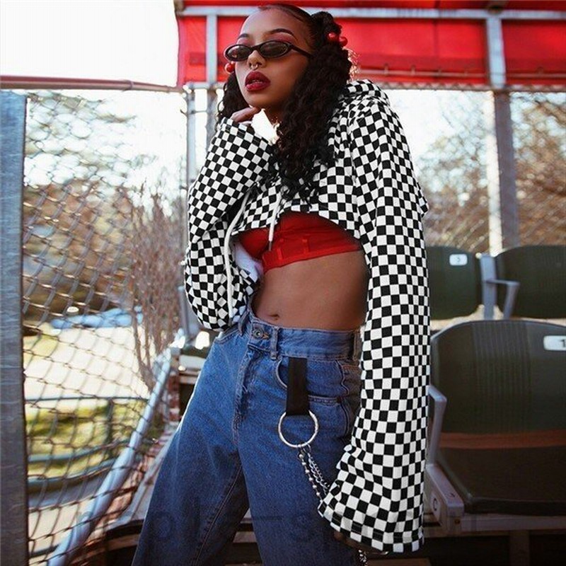 原宿 レディース ファッション チェック柄 長袖 パーカー カラフル ダンス 衣装 派手カワ 韓国 通販 Lineポイント最大0 5 Get Lineショッピング