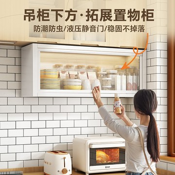 新款液壓廚房吊柜置物架 壁掛式櫥柜下方防塵收納柜免打孔調料架居家生活日用品抖音同款小紅書同款