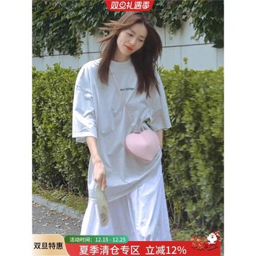明星劉雯同款寬松版白色簡約字母t恤短袖女夏季韓系慵懶風上衣服