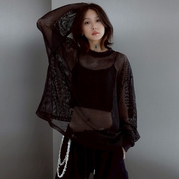 🐻時尚新風格🐻韓國 素面小標 洞洞大學T 上衣 長袖 外搭 男女皆可 時尚外搭 最新流行穿法