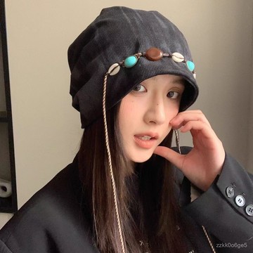 熱銷優選💟複古串珠西米亞流蘇包頭帽子春秋季新款透氣百搭顯民族堆堆帽潮 RV1Y