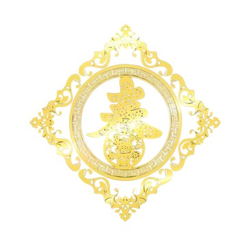 WE CHAMP 金碧輝煌春節燙金壁貼 WTB-208 燙金剪影壁貼 新年裝飾 無痕易貼  金色  40 x 40cm