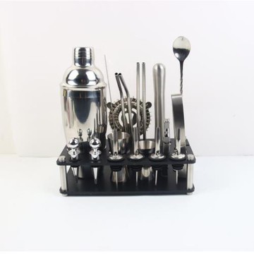 廠家跨境現貨亞克力架套裝20件套25件套不銹鋼調酒套裝酒具倒酒器