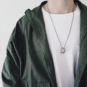 現貨-簡約復古嘻哈Hiphop項鍊潮牌戒指簡約個性情侶男女指環吊墜學生潮人毛衣鏈-D94
