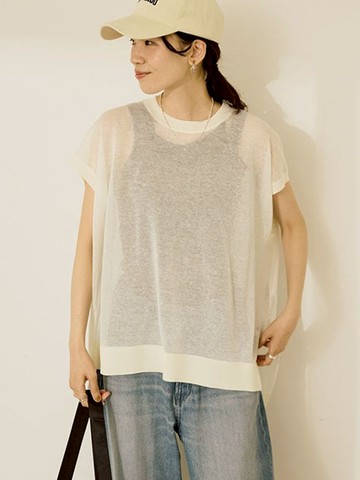 透膚針織法式袖上衣(0H000035900) - AMERICAN HOLIC