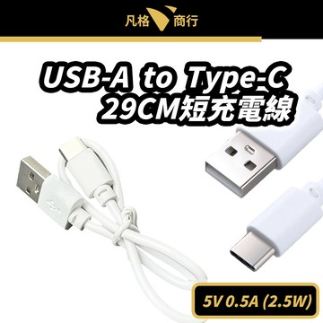 USB-A to Type-C 短充電線 | 29CM 充電線 USB-C 適用 藍芽耳機 手持風扇 手電筒 感應燈