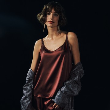 【HANRO】Grand Central絲質背心 XS-M(亮琉棕)