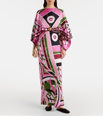 Pucci Printed layered silk satin maxi dress