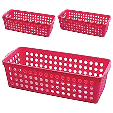 KEYWAY 聯府 多樣小物長籃 P2-0016 桌面收納好幫手  紅色  3個  300x121x90mm