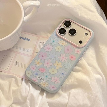 小清新七彩碎花手機殼適用蘋果17/16PRO簡約保護套iPhone15/14PRO