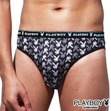 PLAYBOY  普普風絲光三角褲-單件(灰色)