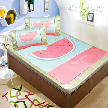 【KOSNEY】 夏日西瓜  頂級雙人三件式涼感紗透氣底網冰絲蓆組