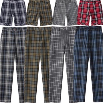 廠家直銷特價男女格子長褲純色學生褲夕霧格灰小格橄欖格黛格班服