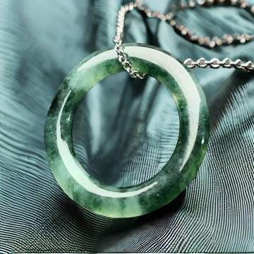 冰綠飄花翡翠平安環項鍊 | 天然緬甸玉翡翠A貨 | 送禮