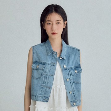 CC.DAILY-沁涼壓褶牛仔背心(二色)-女【H2CO087】