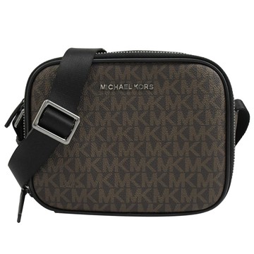 MICHAEL KORS COOPER 經典滿版LOGO印花迷你斜背包.深咖