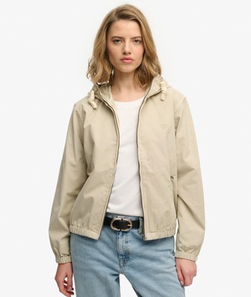 Superdry Women's Hooded Washed Twill Jacket Beige Size: 4