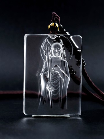 天然白水晶地藏王菩薩吊墜男女化太歲生肖本命佛項鏈飾品禮品掛件