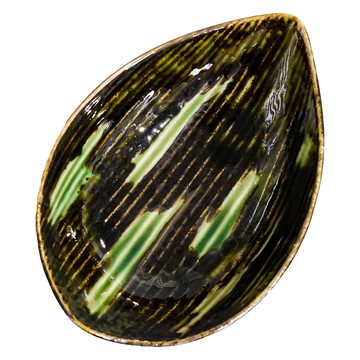 美濃燒 佐和陶瓷 織部葉形深皿-日本制 陶瓷 280 mL  1個  織部葉形  17 x 11.8 x 4.5cm