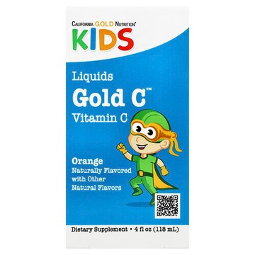 California Gold Nutrition, Kids Gold C™，液體維他命 C，柳橙味，4 液量盎司（118 毫升）