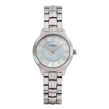 TIMEX 天美時 Main Street 30 毫米 優雅風格 銀色鍊帶女錶(TXTW2Y38400)