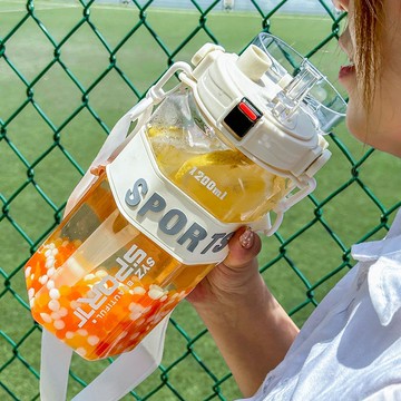 ins塑料水杯子夏季高顏值大容量可愛吸管情侶高顏值戶外運動水杯