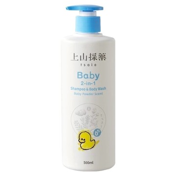 tsaio 上山採藥 寶貝洗髮沐浴二合一泡泡露  嬰兒粉香  弱酸性配方，溫和不刺激  500ml  1瓶