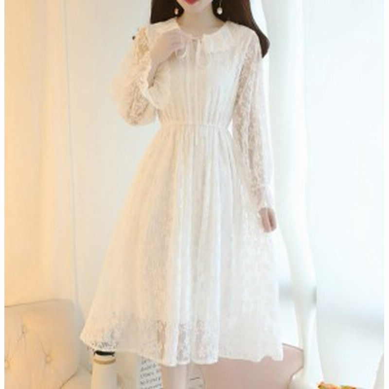 ひざ丈 総レースワンピース 膝丈ワンピース フレアワンピース Aラインワンピース フレア袖 袖フリル 長袖 レディース 韓国 オルチャン フ 通販 Lineポイント最大1 0 Get Lineショッピング