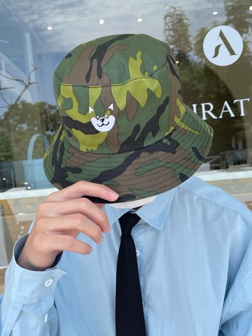 小飯糰 柴犬刺繡圖案 迷彩漁夫帽 純棉台灣製