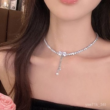 【臺灣出貨】🍋晚宴聚會配飾choker誇張閃鑽項圈女項鏈高級設計感小衆鎖骨鏈頸鏈