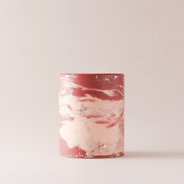 再生石材金箔大理石筆筒-聖誕紅