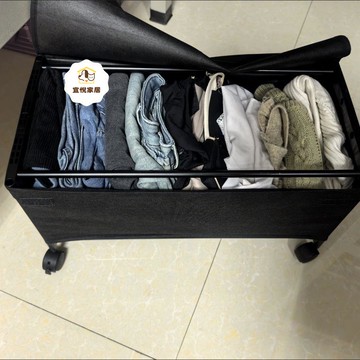 宿舍床底收纳箱带轮小布箱子零食衣物储物箱租房床下防尘收纳神器py6072