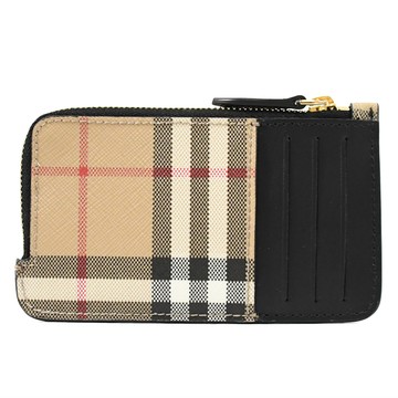 BURBERRY 8058013 Somerset 經典格紋卡片零錢包.黑邊