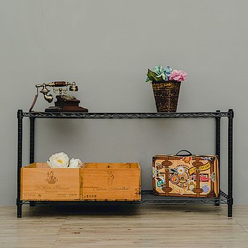 dayneeds 輕型 120x45x60cm二層鐵架(烤漆黑) 波浪架/收納架/置物架