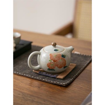 儒里哥窯手繪柿子陶瓷茶壺釉下彩西施壺家用高檔泡茶單壺功夫茶具