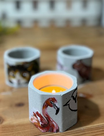 彩繪多肉花器 燭台 水泥 辦公室舒壓療癒