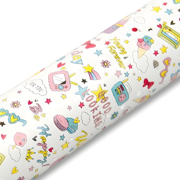 Good given 糖果圖案大捲金屬光澤塑膠包裝紙  1個  白色