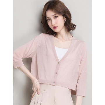 冰絲防曬針織開衫女薄款亞麻外套小披肩夏季配吊帶裙外搭空調罩衫