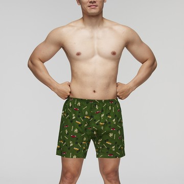 DADADO-暢遊一夏 M-3L印花四角男內褲(綠) 天然絲光棉-吸濕排汗-GHQ331GR