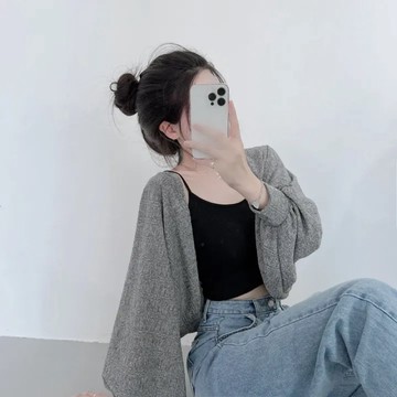 🔥現貨🇰🇷Korea韓國連線·正韓 開襟短版泡泡袖罩衫 短版外套 短版罩衫 開襟外套 泡泡袖外套 防曬外套 外搭 韓國