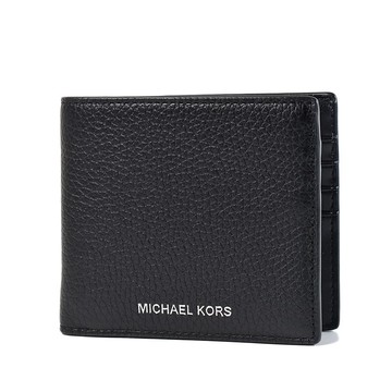 MICHAEL KORS 男款 荔枝紋八卡短夾-黑色
