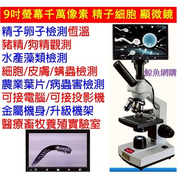 高雄現貨🛑恆溫9吋2000倍生物 顯微鏡 電子顯微鏡 精子血液細胞細菌水藻 螨蟲狗精豬精葉子根莖水產養殖 工具顯微鏡